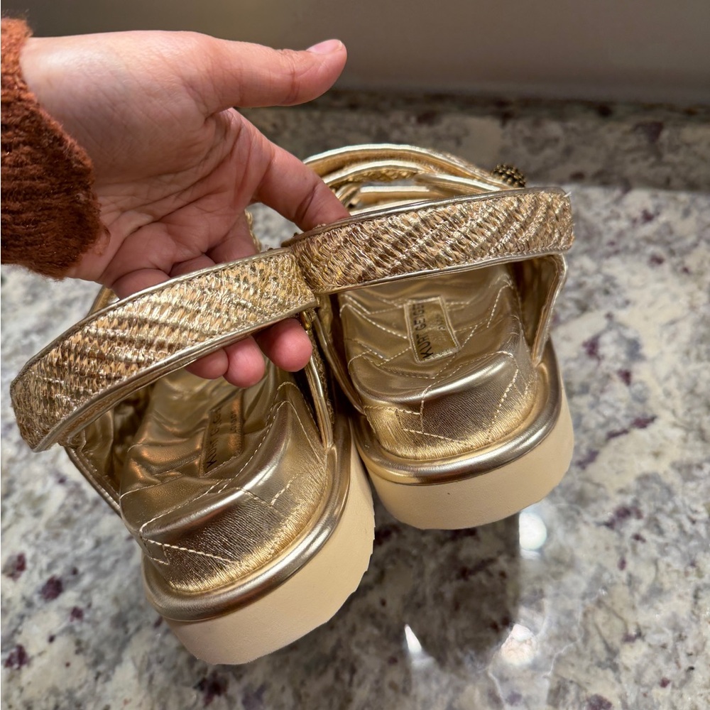 Kurt Geiger Metallic Gold Quilted Slide Sandals 38.5 - Picture 9 of 10